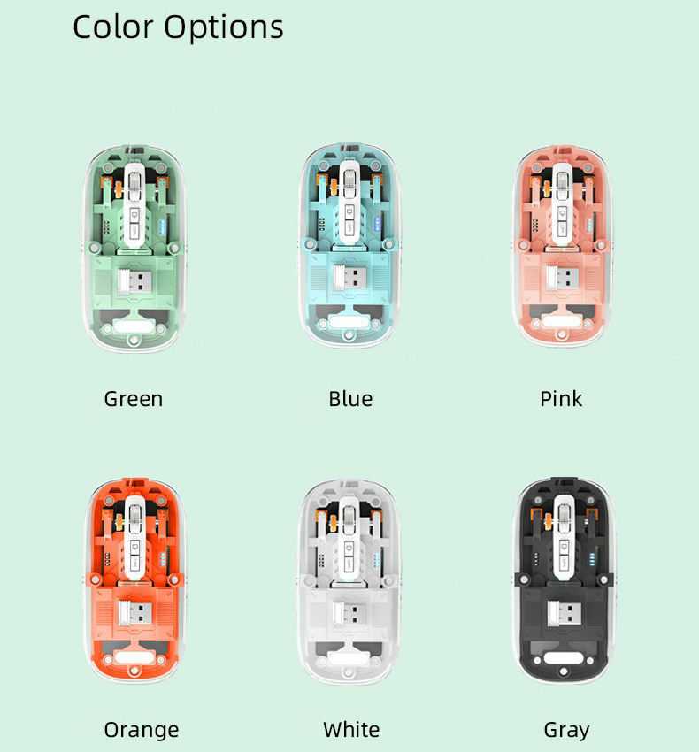 Crystal Transparent Wireless and Bluetooth Rechargeable Mouse - Image 3