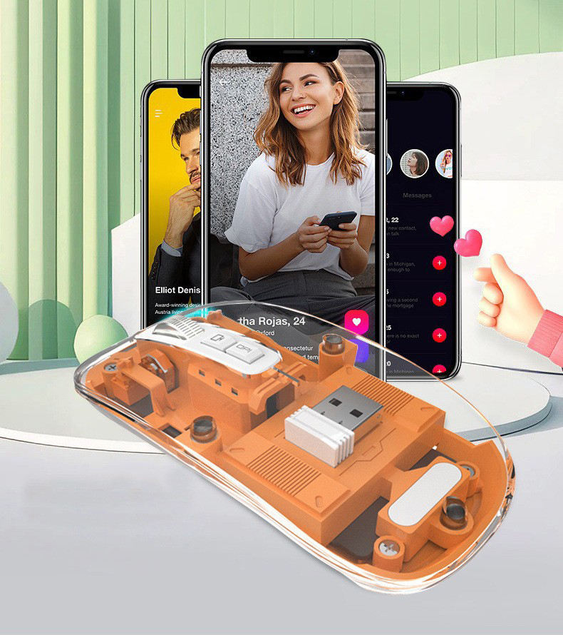 Crystal Transparent Wireless and Bluetooth Rechargeable Mouse - Image 4